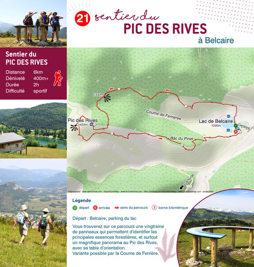 plan du parcours pic des rives rando pyrenees audoises